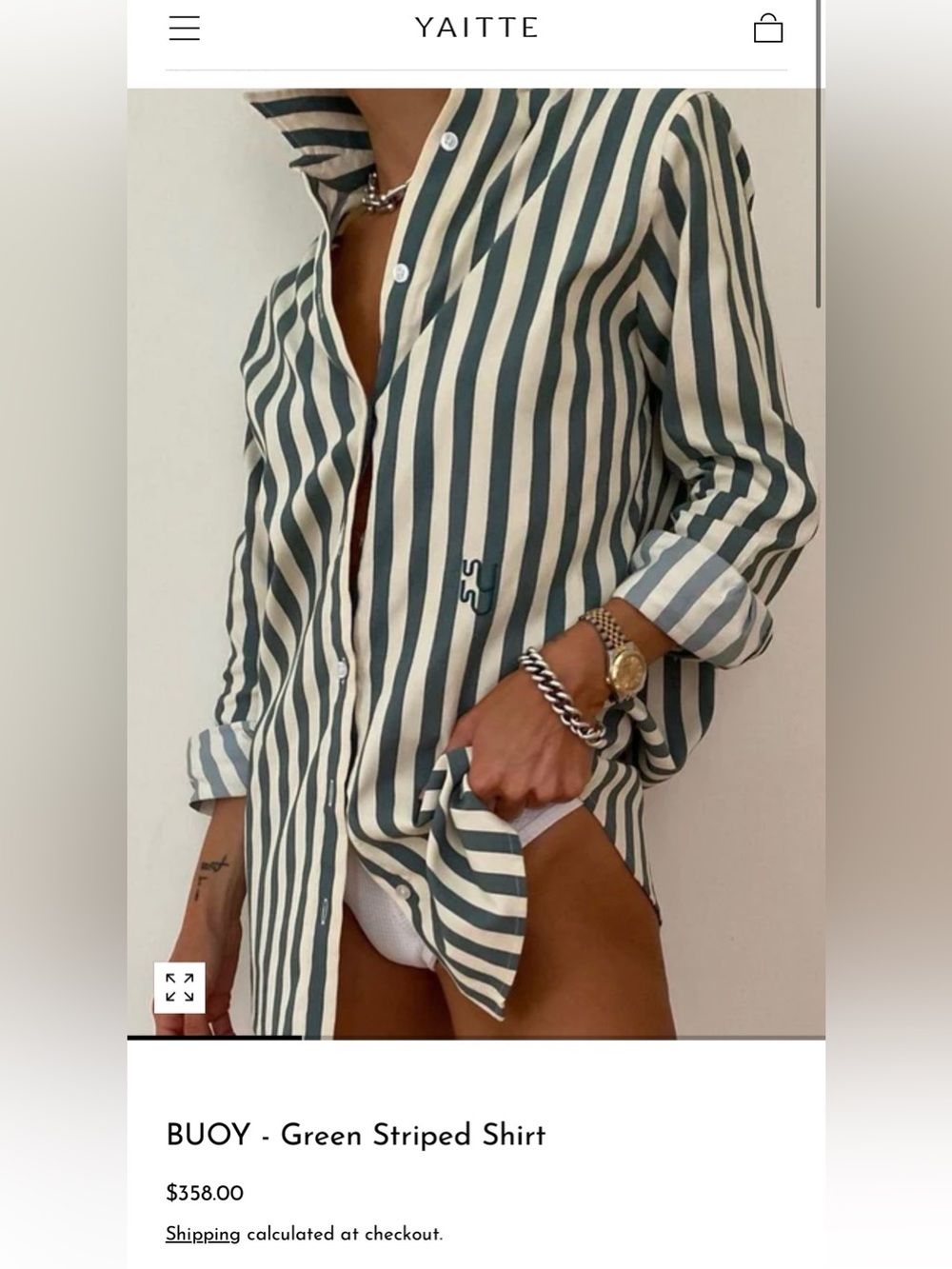 YAITTE - BUOY - Green Striped Shirt M